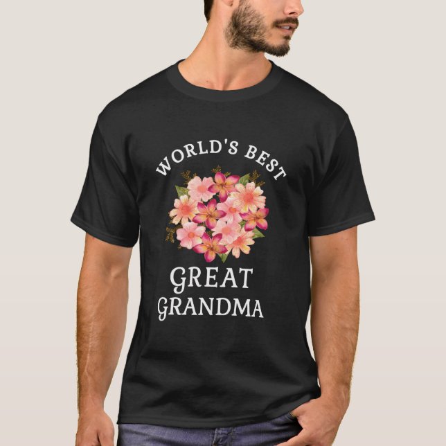 T-shirt Meilleur Monde Grand Grand-Mère Rose Peach Flower (Devant)