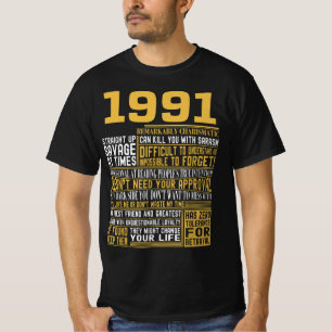T-shirt Meilleur né en 1991 Faits pour les hommes, les fe