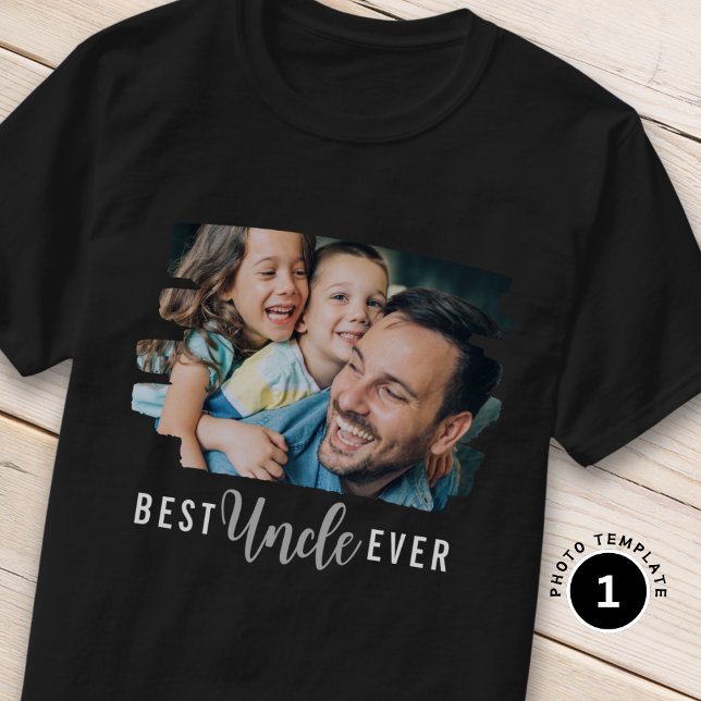 T-shirt Meilleur Oncle Ever Niece Nephew Texte Photo Perso (Créateur téléchargé)