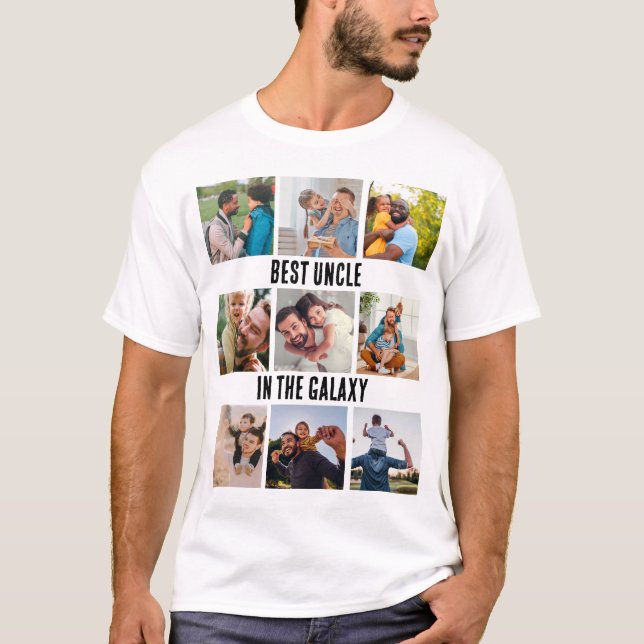 T-shirt Meilleur Oncle Personnalisé Dans La Galaxie 9 Phot (Devant)
