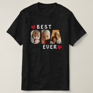 T-shirt Meilleur Opa Ever Black 3 Photo Collage Personnali
