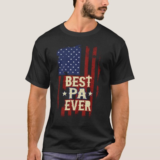 T-shirt Meilleur Pa Ever Us Drapeau Grand-père Fête des pè (Devant)