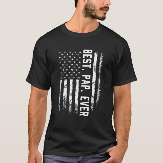 T-shirt Meilleur Pap Ever America Drapeau Cadeau Pour Homm (Devant)