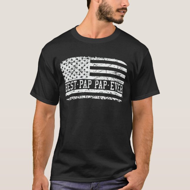 T-shirt Meilleur pap Ever Us Flag Grandpa Fathers Day (Devant)