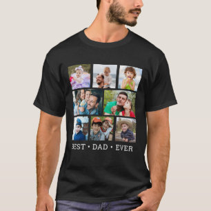 T-shirt Meilleur Papa Actuel Collage de 8 Photos Noir  