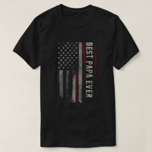 T-shirt Meilleur Papa Américain Drapeau Vintage Papa Fête 