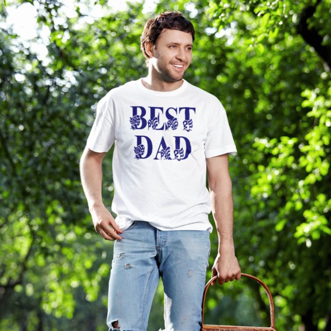 T-shirt Meilleur papa American Flag Texte bleu (Créateur téléchargé)