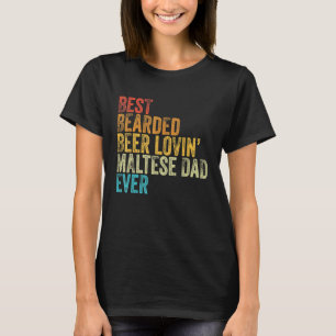T-shirt Meilleur Papa Barbu Amoureux Bière Maltais Animal 