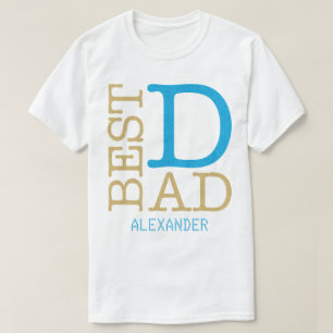 T-shirt Meilleur papa Blue Gold Parties scintillant Nom pe