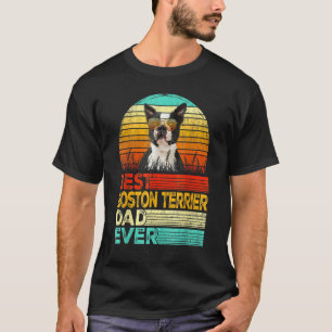 T-shirt Meilleur Papa Boston Terrier Vintage Rétro Homme E
