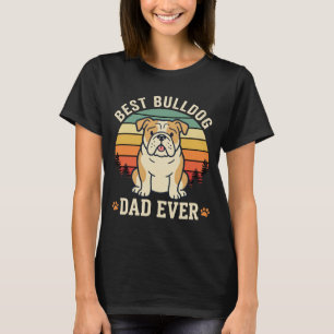 T-shirt Meilleur Papa Bouledogue Retro Vecteur