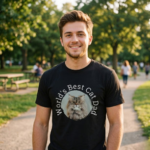 T-shirt Meilleur Papa Chat du Monde Élégant Simple Photo P