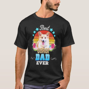 T-shirt Meilleur Papa Chien Ever Corgi Floral Rétro Fête d