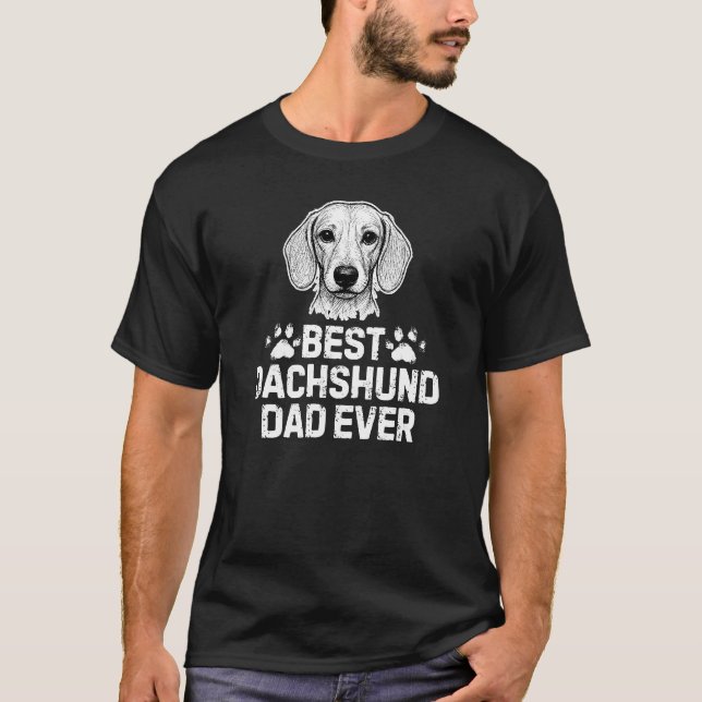 T-shirt Meilleur papa Dachshund jamais (Devant)