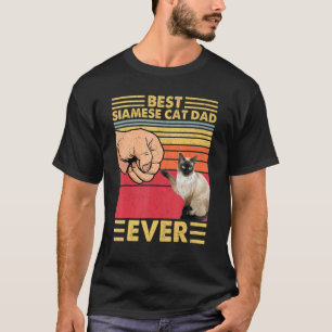 T-shirt Meilleur papa de chat siamois Rétro Vintage Sunset