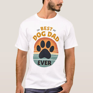 T-shirt Meilleur papa de chien vintage rétro patte coucher