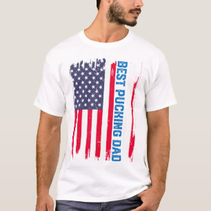 T-shirt Meilleur Papa de Hockey sur Glace Usa Drapeau Amér