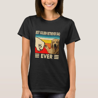 T-shirt Meilleur Papa Doré Pour Toujours Rétro Golden Retr