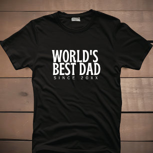 T-shirt Meilleur Papa du Monde depuis 20XX Moderne Minimal