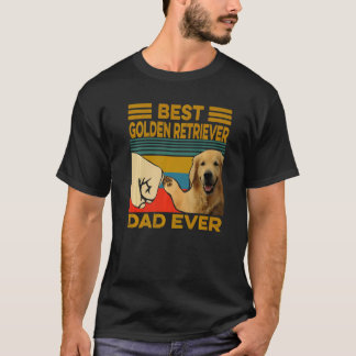 T-shirt Meilleur Papa Golden Retriever Vintage Retro Chien
