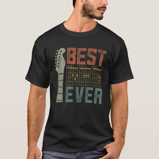 T-shirt Meilleur Papa Guitare Musique Hommes Vêtements Fêt (Devant)