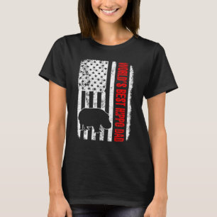 T-shirt Meilleur Papa Hippopotame Drapeau Américain