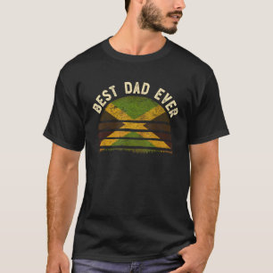 T-shirt Meilleur papa Jamaïque Vintage Drapeau Retro Sunse