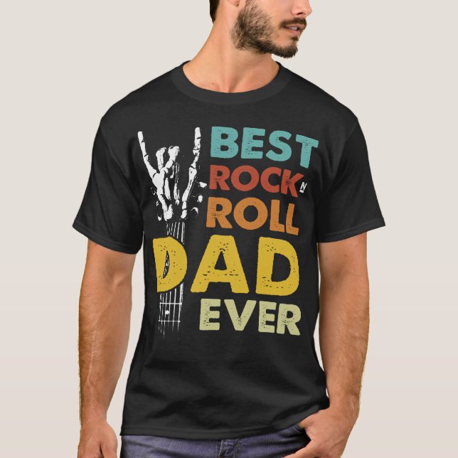T-shirt Meilleur papa jamais avec Guitare, Rock Music & Sk (Devant)