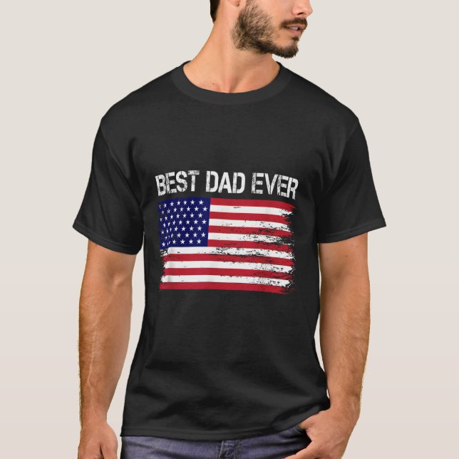 T-shirt Meilleur Papa Jamais Avec Nous Drapeaux Américains (Devant)