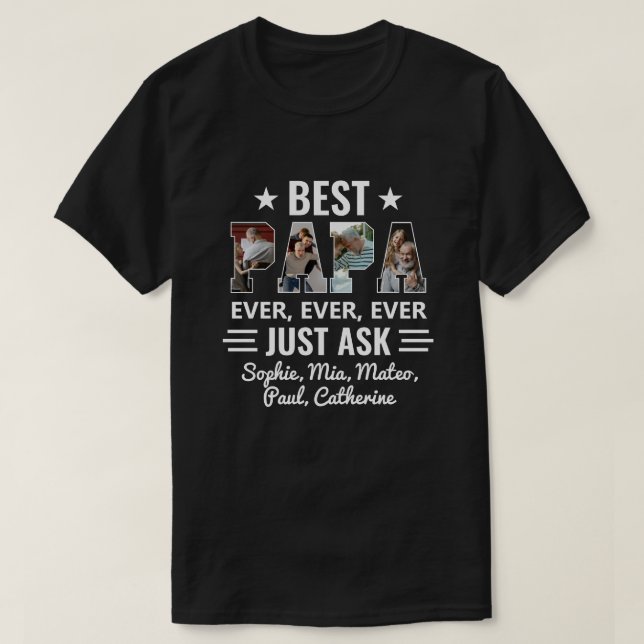 T-shirt Meilleur Papa Jamais Demandé À Grand-Enfants Photo (Design devant)