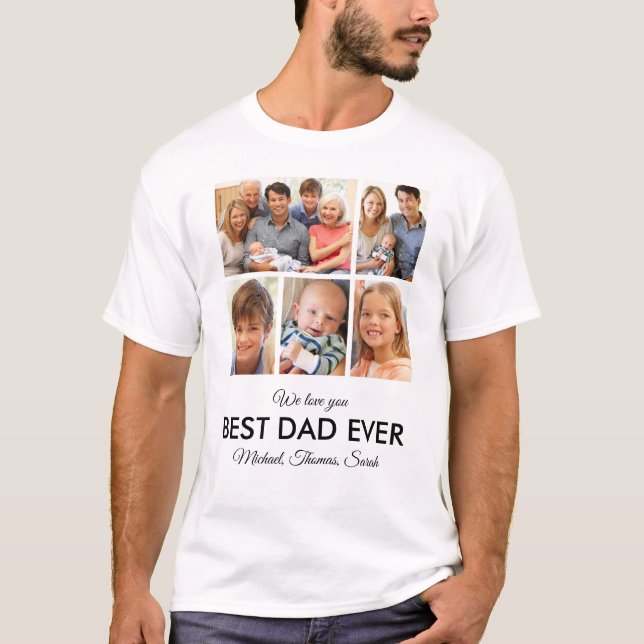 T-shirt Meilleur papa Jamais Fête des pères Photo Collage (Devant)