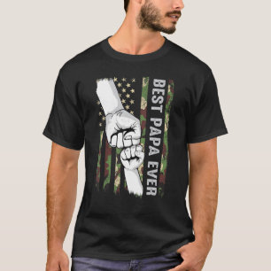 T-shirt Meilleur Papa Jamais Poignée Avec Drapeau Américai