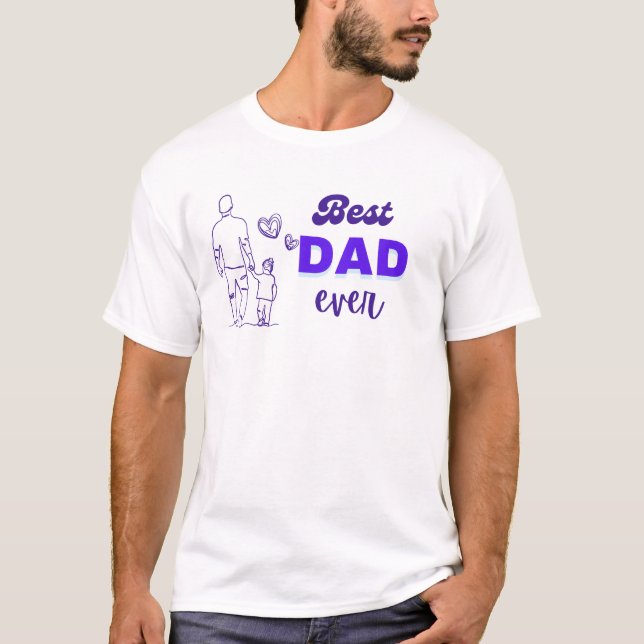T-shirt Meilleur papa jamais Purple Design | Père et enfan (Devant)