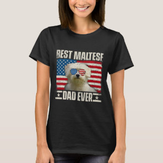 T-shirt meilleur papa maltais jamais Amoureux des chiens D