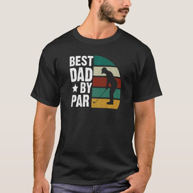 T-shirt Meilleur Papa Par Par Golfer Retro Sunset Fête des (Devant)