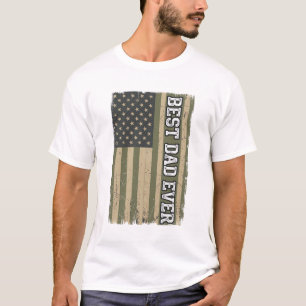 T-shirt Meilleur Papa Patriote Drapeau Vintage Chemise Pap