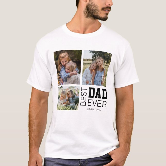 T-shirt Meilleur papa photos personnalisées (Devant)
