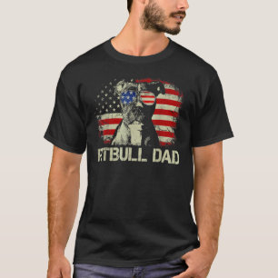 T-shirt Meilleur Papa Pitbull Drapeau Américain 4 Juillet