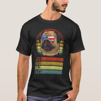 T-shirt Meilleur Papa Pug Chien Vintage Fête des Pères Pup