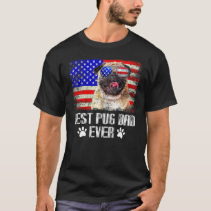 T-shirt Meilleur papa Pug de tous les temps Drapeau améric