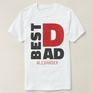 T-shirt Meilleur papa Red Black Parties scintillant Nom Cu