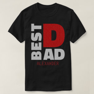 T-shirt Meilleur papa Silver Red Parties scintillant Nom C