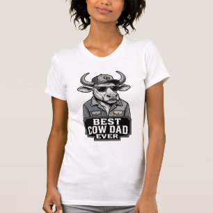T-shirt Meilleur papa vache jamais design de gravure vinta