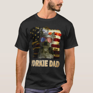 T-shirt Meilleur Papa Yorkie Ever Drapeau Américain 4 Juil
