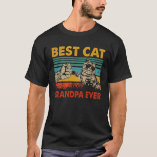 T-shirt Meilleur Papy Chat Rétro Vintage Fête des Pères 