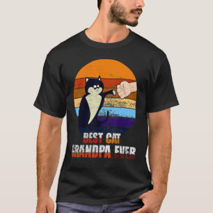 T-shirt Meilleur Papy de Chat Rétro Vintage Fist Bump Gra