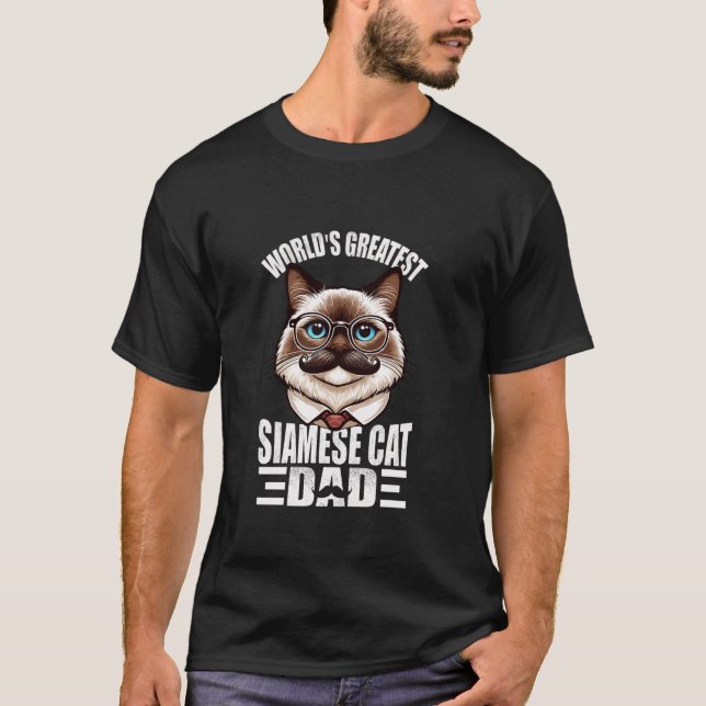 T-shirt Meilleur Père Chat Siamois Du Monde Présent Pour P (Devant)