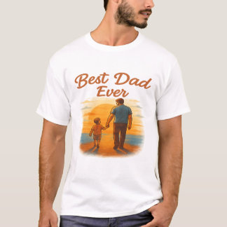 T-shirt Meilleur Père Ever Père Son Beach coucher de solei