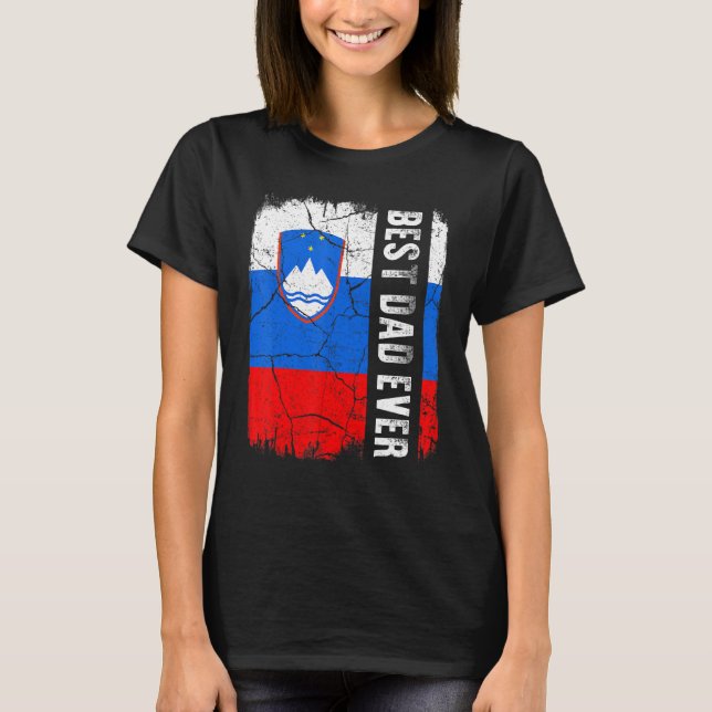 T-shirt Meilleur Père Slovène Jamais Slovénie Drapeau Fête (Devant)