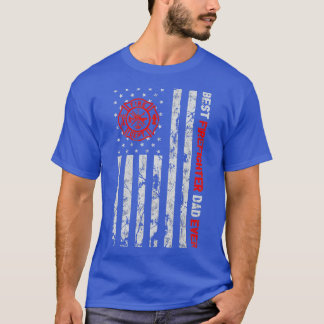 T-shirt Meilleur Pompier Papa Jamais Drapeau Américain Fra